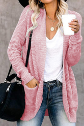 Casual Solid Split Joint Cardigan Collar Tops(6 colors)